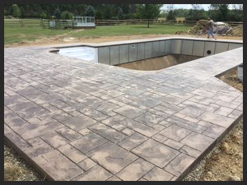 Stamped concrete pool patio